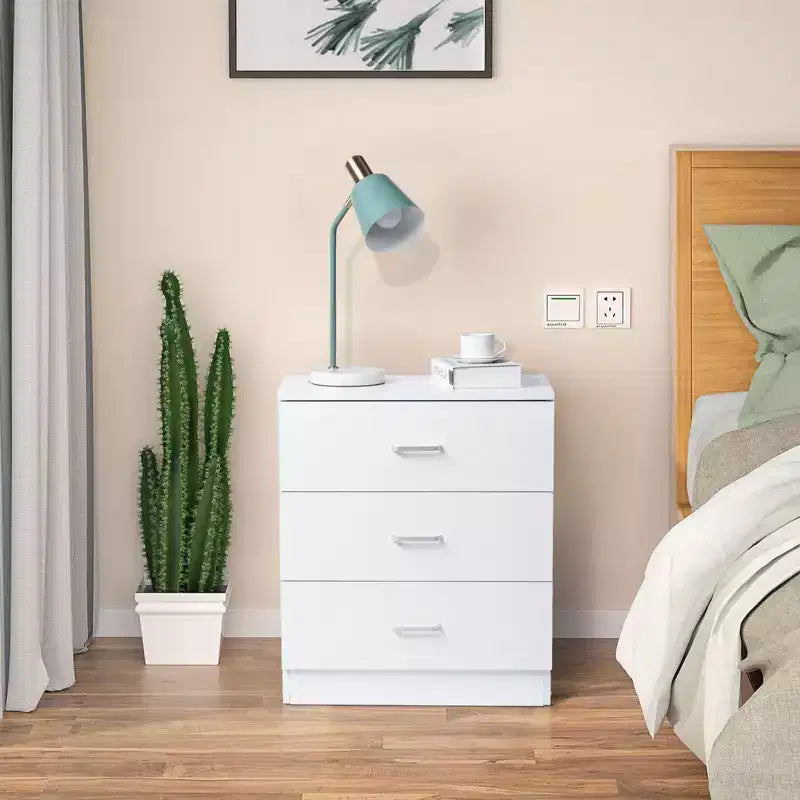 Commode Karl Home à 3 tiroirs en panneaux de particules blancs de 56 cm de large