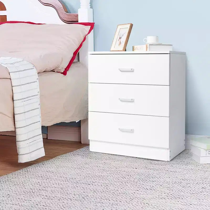 Commode Karl Home à 3 tiroirs en panneaux de particules blancs de 56 cm de large
