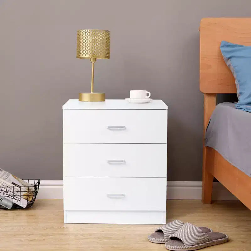 Commode Karl Home à 3 tiroirs en panneaux de particules blancs de 56 cm de large