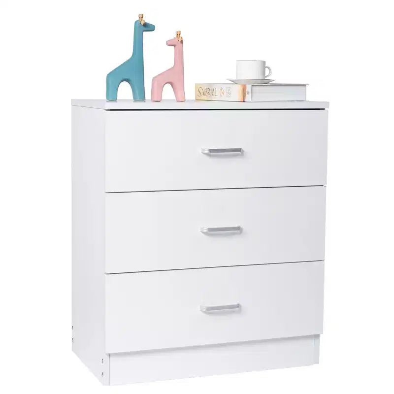 Commode Karl Home à 3 tiroirs en panneaux de particules blancs de 56 cm de large