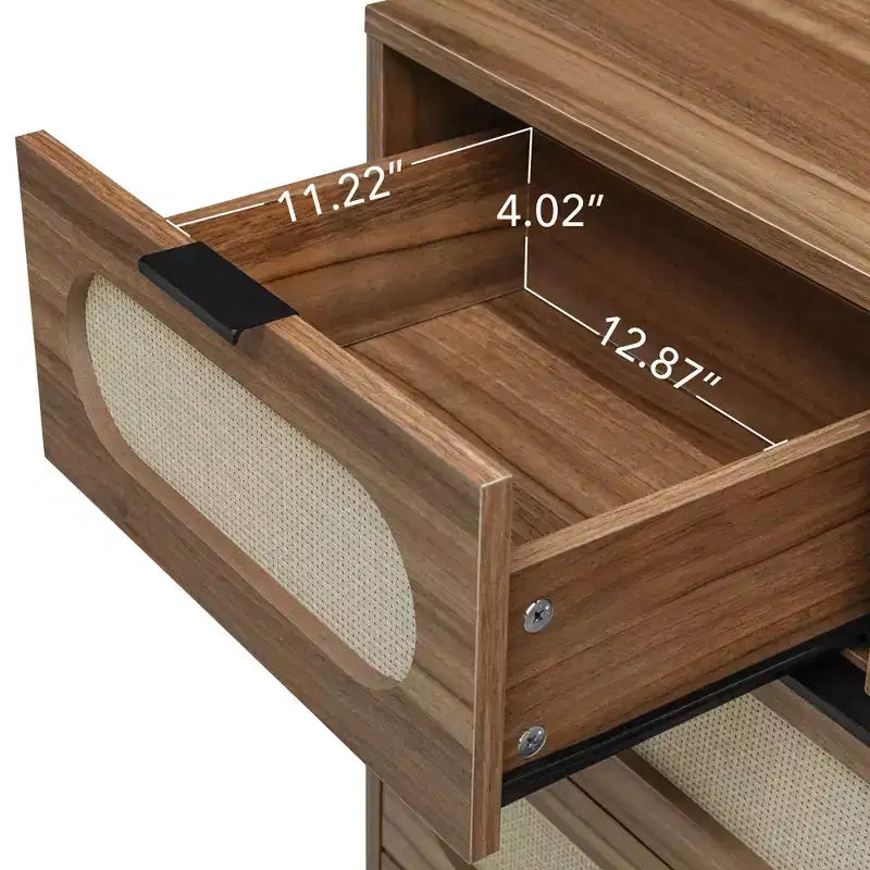 MAYEERTY Meuble de Rangement d'Appoint à 5 Tiroirs pour Salon, Chambre à Coucher, Salle à Manger, Noyer