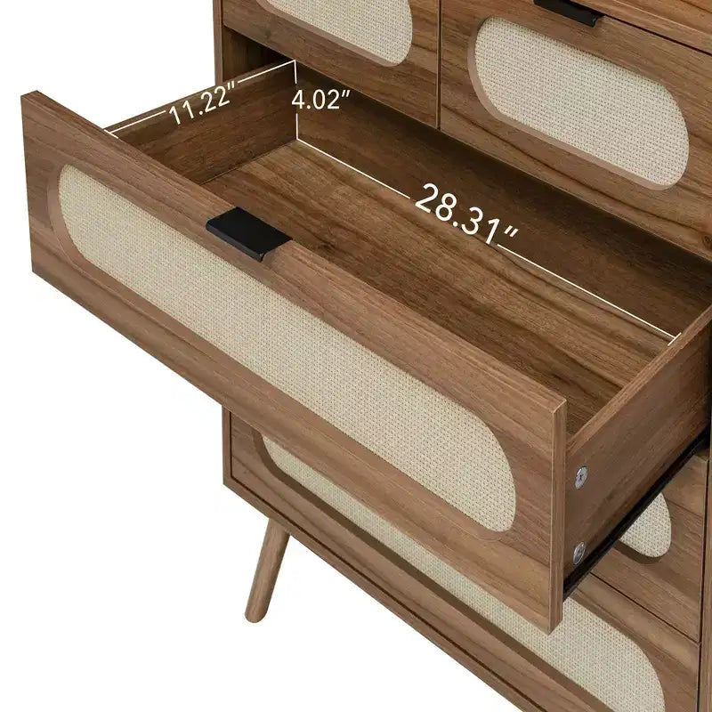 MAYEERTY Meuble de Rangement d'Appoint à 5 Tiroirs pour Salon, Chambre à Coucher, Salle à Manger, Noyer