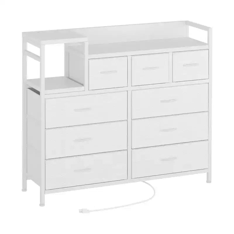 Commode à 9 tiroirs pour chambre à coucher, chiffonnier avec bacs en tissu, meuble TV, organisateur de rangement pour vêtements pour salon, couloir, chambre à coucher