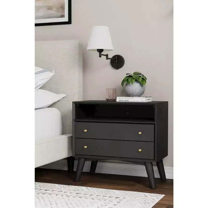 Alpine Furniture,Grande table de chevet Flynn, noire