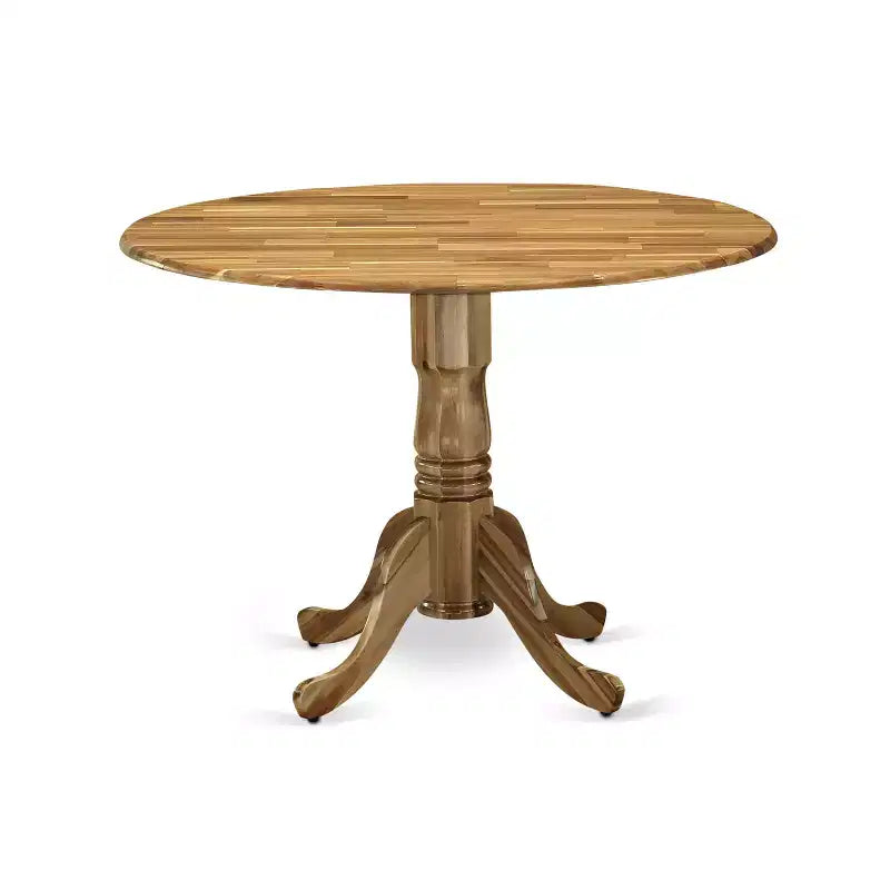 Table de salle à manger HomeStock en bois d'acacia avec texture bois et deux rallonges de 9 pouces