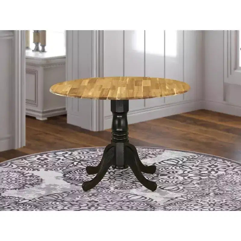 Table de salle à manger HomeStock en bois d'acacia avec texture bois et deux rallonges de 9 pouces