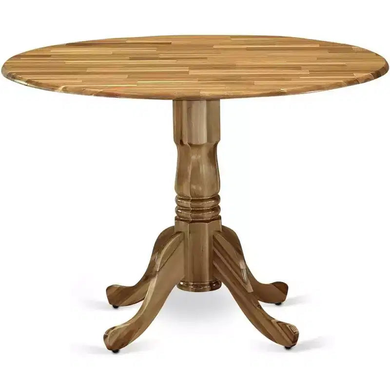 Table de salle à manger HomeStock en bois d'acacia avec texture bois et deux rallonges de 9 pouces