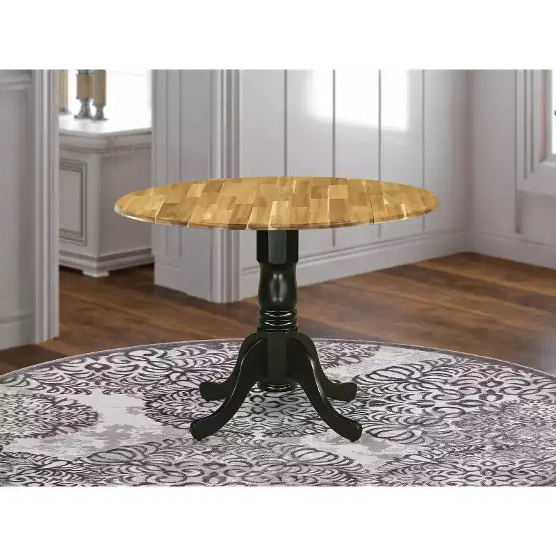 Table de salle à manger HomeStock en bois d'acacia avec texture bois et deux rallonges de 9 pouces