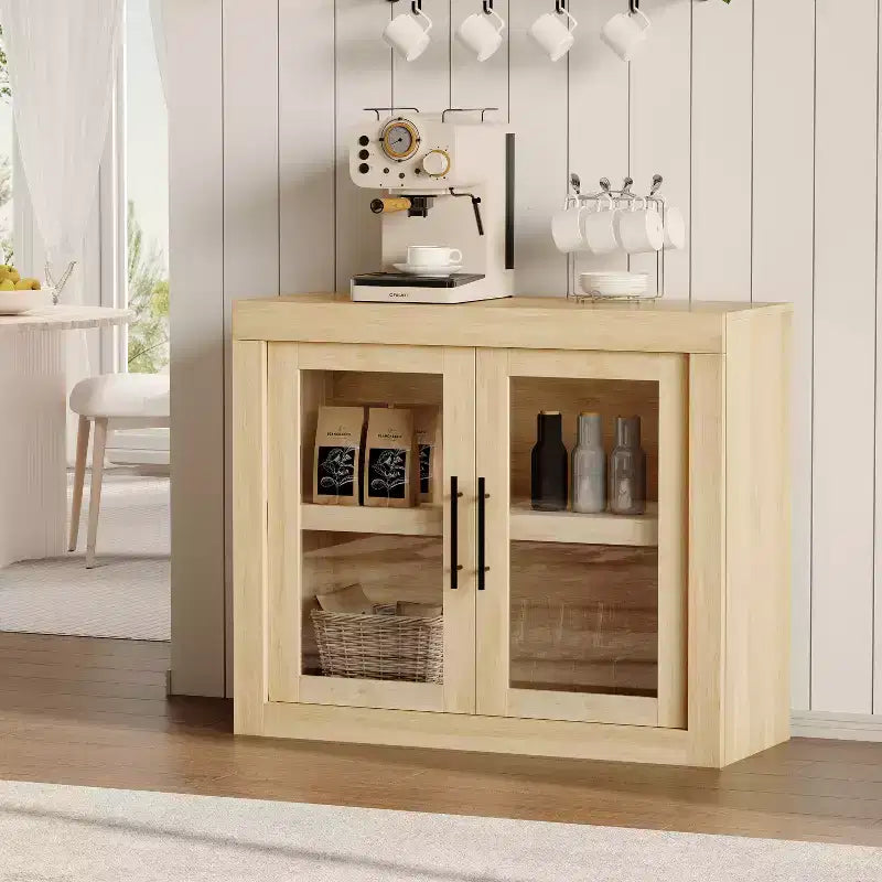 Buffet de salle à manger 70,8 po, meuble d'appoint moderne du milieu du siècle avec 4 portes, console multimédia en bois pour cuisine, brun