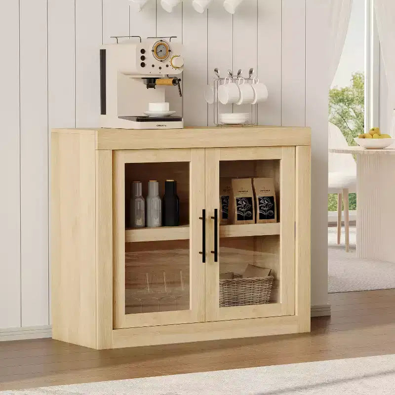 Buffet de salle à manger 70,8 po, meuble d'appoint moderne du milieu du siècle avec 4 portes, console multimédia en bois pour cuisine, brun
