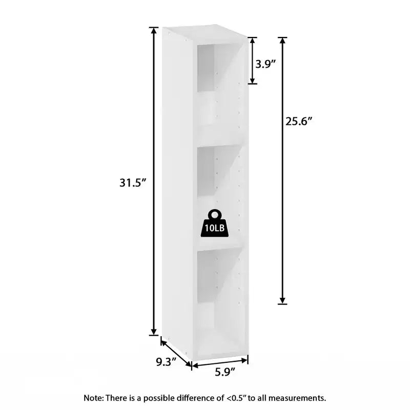 HOMLUX Bibliothèque à 3 niveaux peu encombrante avec étagères de rangement ouvertes et réglables pour placard, chambre à coucher