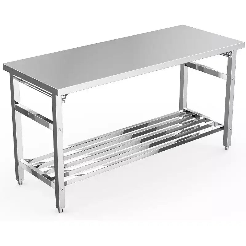 Table de travail Acekool 60 en acier inoxydable de qualité commerciale, îlot de préparation pliable certifié NSF avec étagère inférieure réglable pour cuisine et atelier