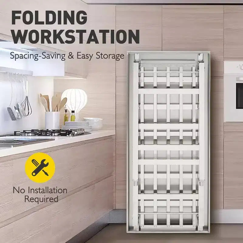 Table de travail Acekool 60 en acier inoxydable de qualité commerciale, îlot de préparation pliable certifié NSF avec étagère inférieure réglable pour cuisine et atelier