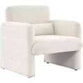 Acekool Cream Chenille Accent Chair, Modern Minimalist Armchair with Waist Pillow, Wood Frame, for Living Room Bedroom Office