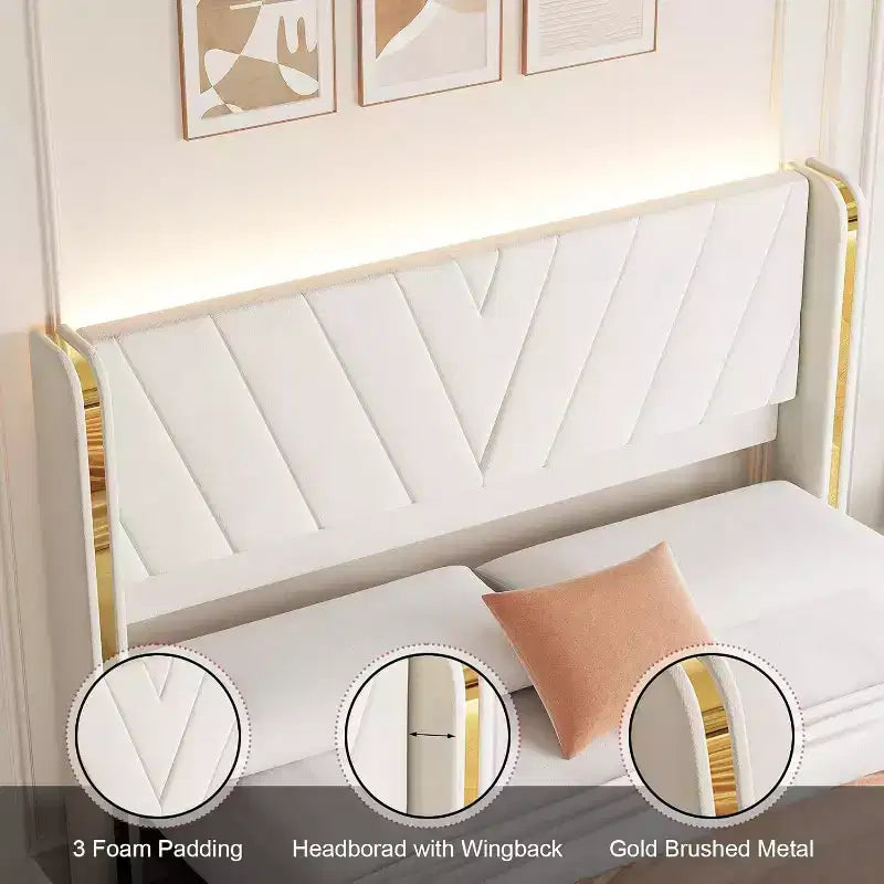 Lit Queen Acekool - Lumières LED et tiroirs de rangement