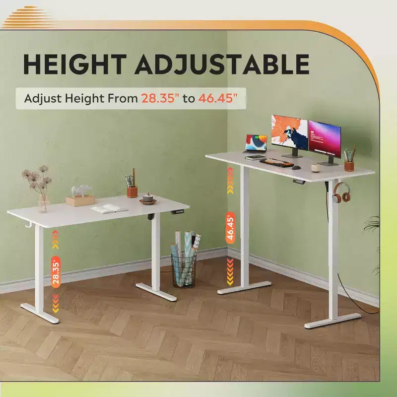 GALAXHERO Bureau électrique debout 140 x 70 cm, hauteur réglable assis-debout avec 3 préréglages de mémoire, bureau d'ordinateur ergonomique pour bureau à domicile