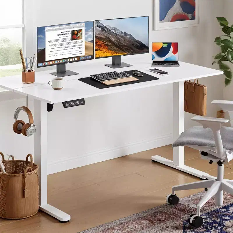 GALAXHERO Bureau électrique debout 140 x 70 cm, hauteur réglable assis-debout avec 3 préréglages de mémoire, bureau d'ordinateur ergonomique pour bureau à domicile