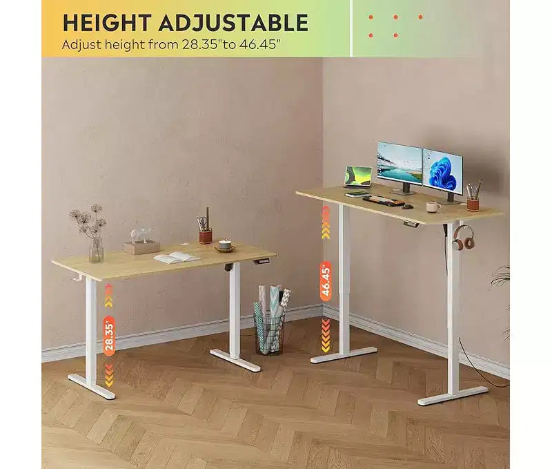 GALAXHERO Bureau électrique debout 140 x 70 cm, hauteur réglable assis-debout avec 3 préréglages de mémoire, bureau d'ordinateur ergonomique pour bureau à domicile