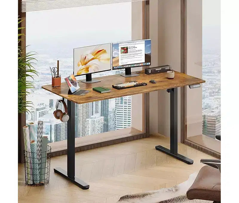 GALAXHERO Bureau électrique debout 140 x 70 cm, hauteur réglable assis-debout avec 3 préréglages de mémoire, bureau d'ordinateur ergonomique pour bureau à domicile