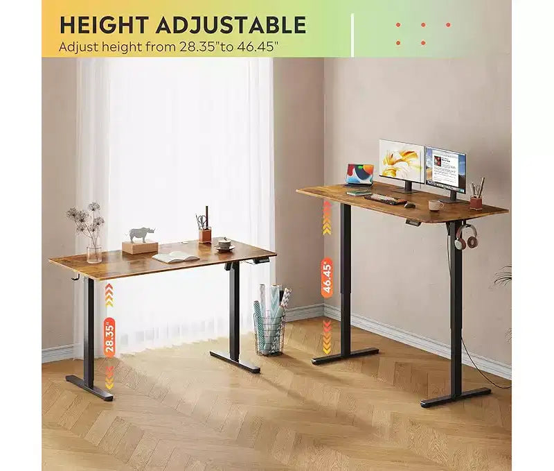 GALAXHERO Bureau électrique debout 140 x 70 cm, hauteur réglable assis-debout avec 3 préréglages de mémoire, bureau d'ordinateur ergonomique pour bureau à domicile