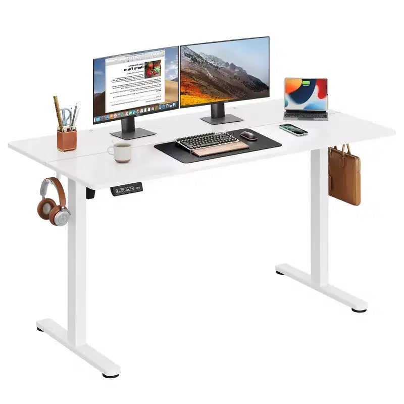 GALAXHERO Bureau électrique debout 140 x 70 cm, hauteur réglable assis-debout avec 3 préréglages de mémoire, bureau d'ordinateur ergonomique pour bureau à domicile