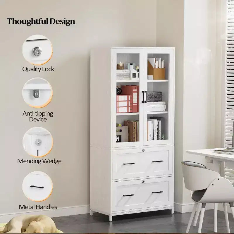 Classeurs Karl Home à 2 tiroirs en MDF blanc (panneaux de fibres de moyenne densité) de 75 cm de large