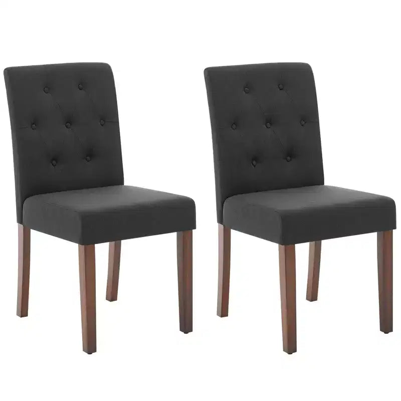 Lot de 2 chaises de salle à manger rembourrées, chaises d'appoint de cuisine modernes en tissu avec pieds en bois robustes, design Parsons, lin doux et confortable pour salle à manger