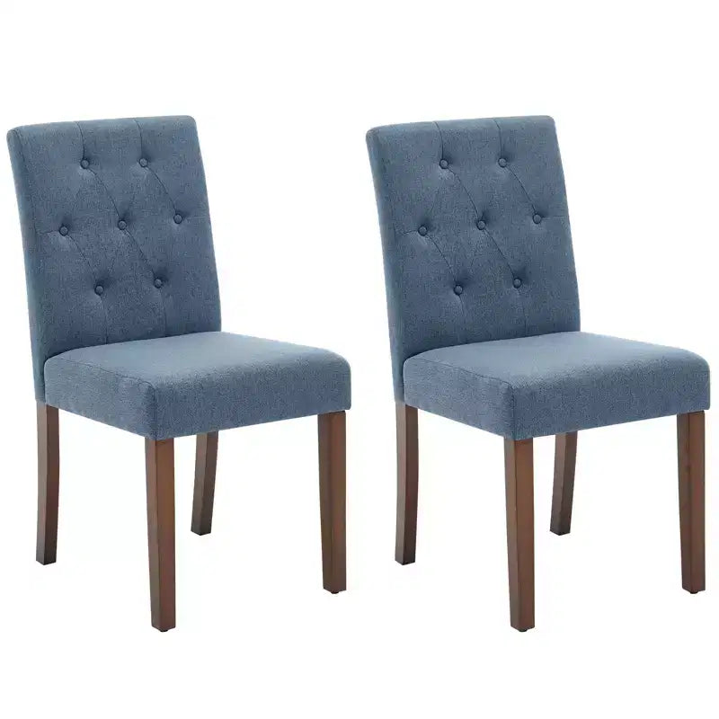 Lot de 2 chaises de salle à manger rembourrées, chaises d'appoint de cuisine modernes en tissu avec pieds en bois robustes, design Parsons, lin doux et confortable pour salle à manger