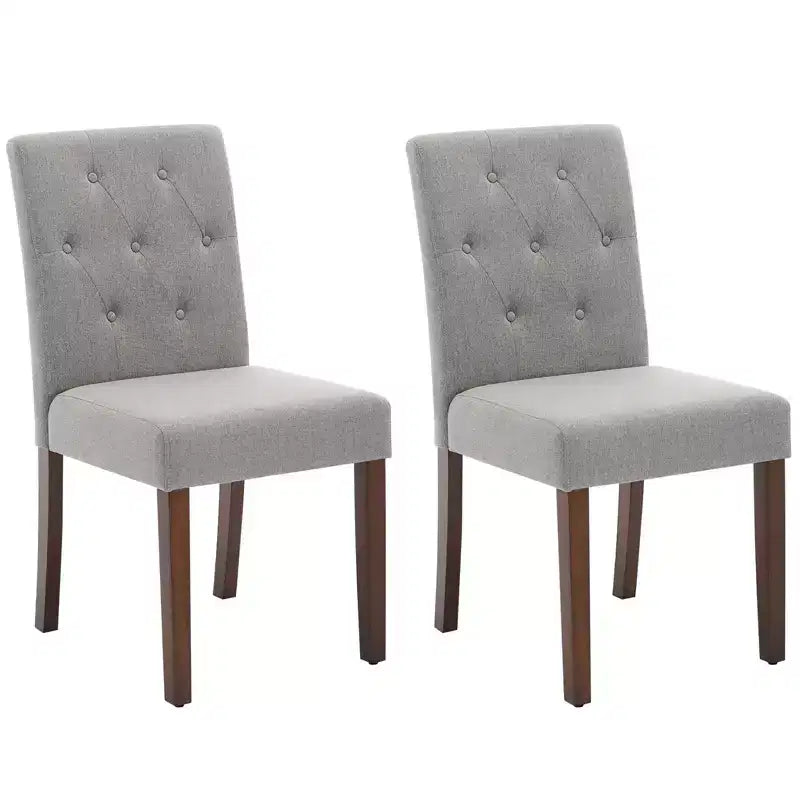 Lot de 2 chaises de salle à manger rembourrées, chaises d'appoint de cuisine modernes en tissu avec pieds en bois robustes, design Parsons, lin doux et confortable pour salle à manger