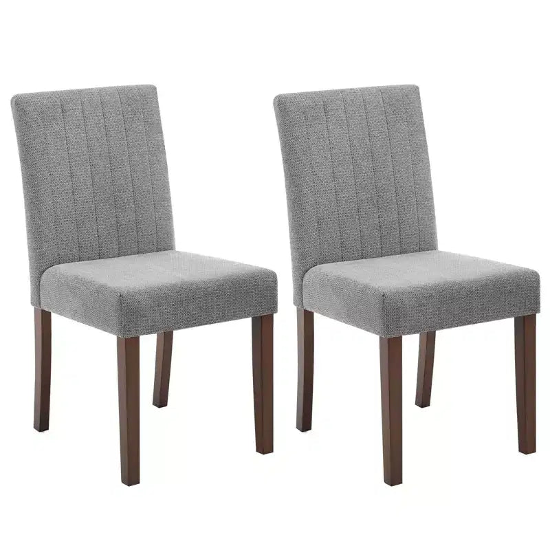 Lot de 2 chaises de salle à manger rembourrées, chaises d'appoint de cuisine modernes en tissu avec pieds en bois robustes, design Parsons, lin doux et confortable pour salle à manger