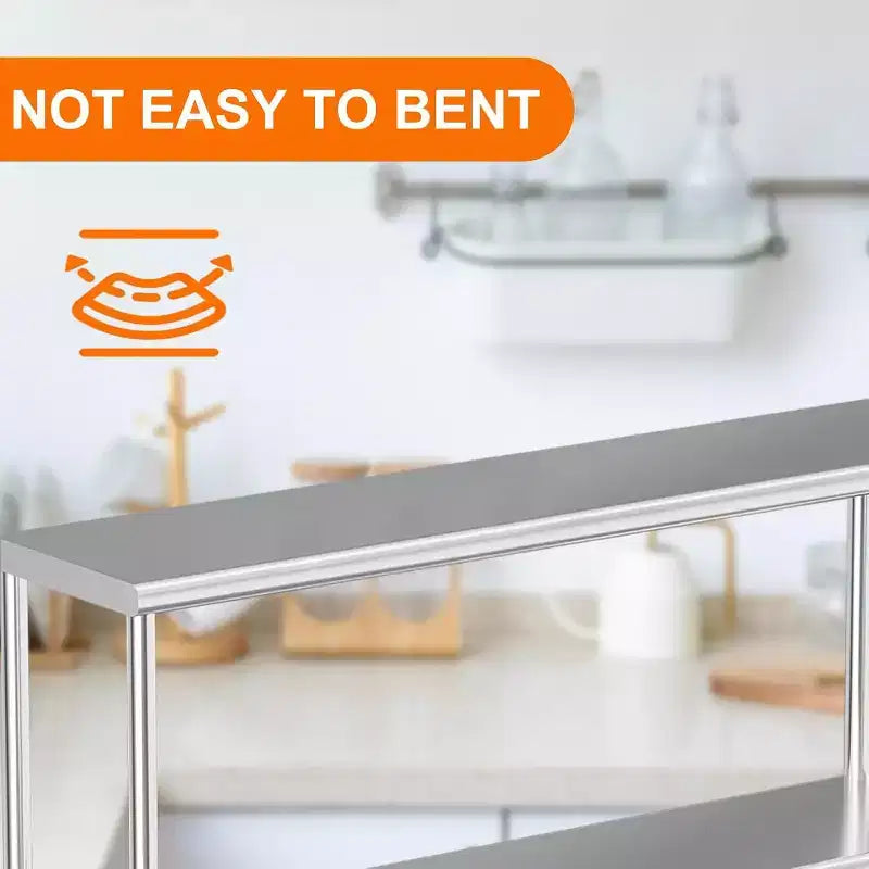 Acekool Étagère supérieure en acier inoxydable 48" à 2 niveaux réglables pour tables de préparation et plans de travail de cuisine