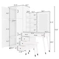White Linen Particle Board Four-Door Five-Drawer Dresser Set with Interchangeable Left and Right Drawer Compartments