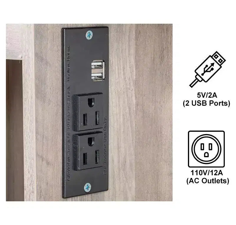 Ensemble de coiffeuse avec armoire miroir, 5 tiroirs et 2 étagères en panneau de particules gris avec placage trimine et agencement d'ampoules à intensité variable tricolore