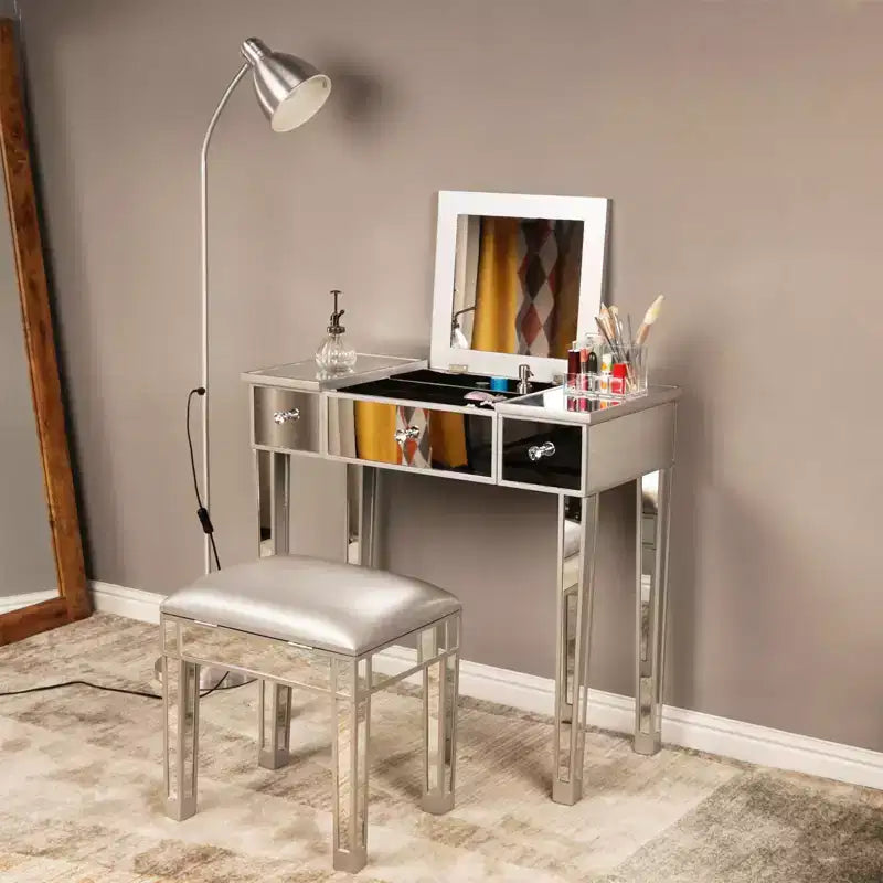 Bureau armoire à dessus en verre Karl Home