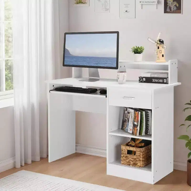 Bureau d'ordinateur moderne Karl avec rangement et étagère réglable pour le bureau à domicile et le jeu