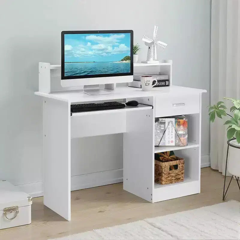 Bureau d'ordinateur moderne Karl avec rangement et étagère réglable pour le bureau à domicile et le jeu