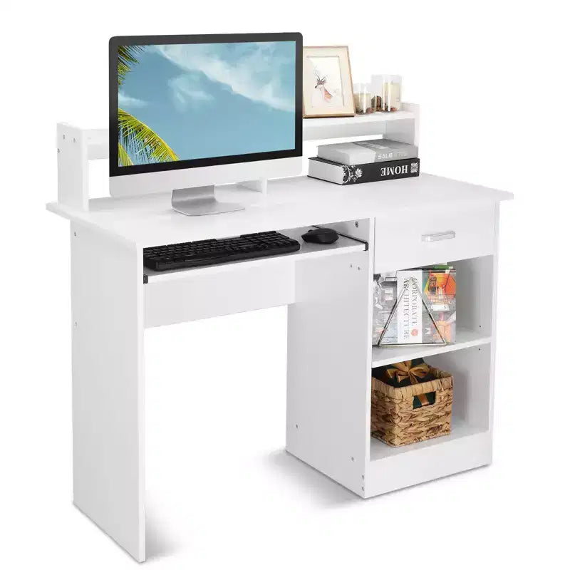Bureau d'ordinateur moderne Karl avec rangement et étagère réglable pour le bureau à domicile et le jeu