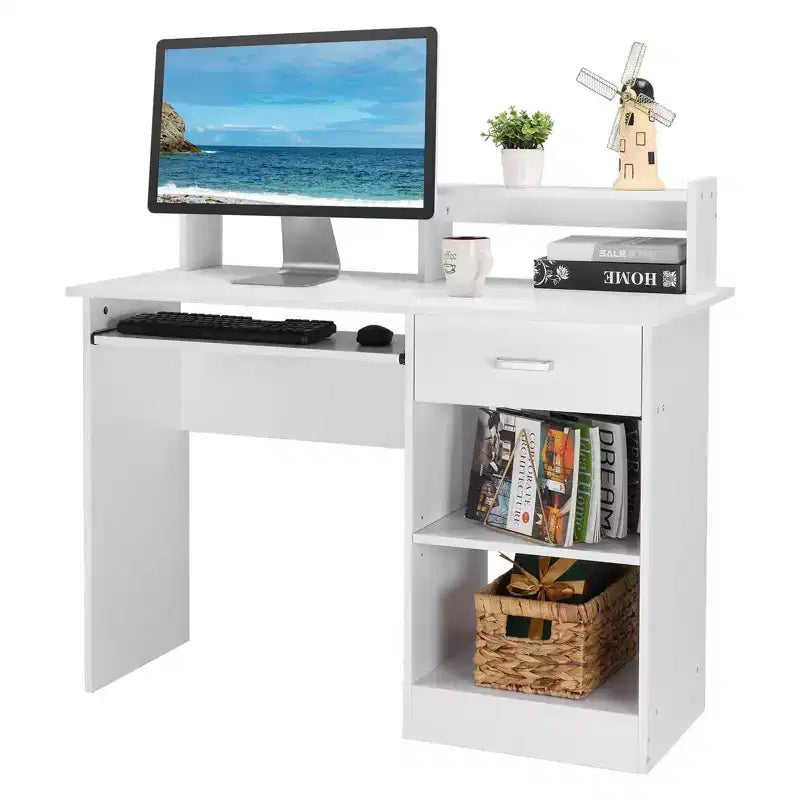 Bureau d'ordinateur moderne Karl avec rangement et étagère réglable pour le bureau à domicile et le jeu