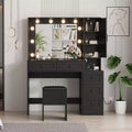 GustoWave Makeup Vanity Desk and Stool, Vanity Desk with Lights & Charging Station, Drawers and Hidden Storage Shelves