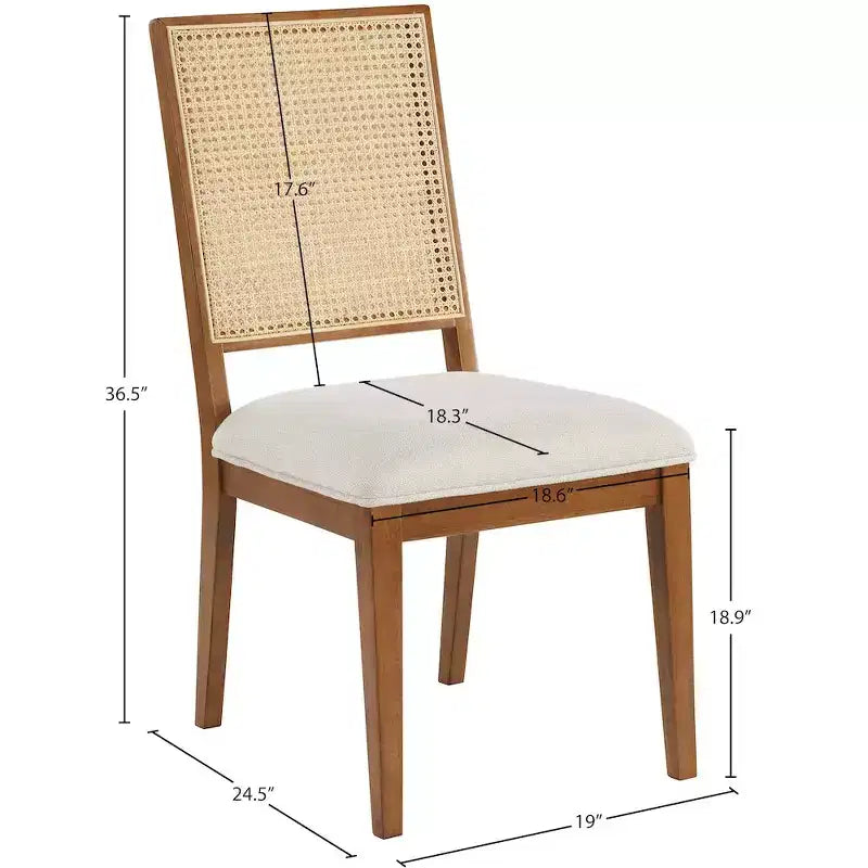 Meridian Furniture, Chaise de salle à manger Butterfly en tissu texturé lin crème, lot de 2