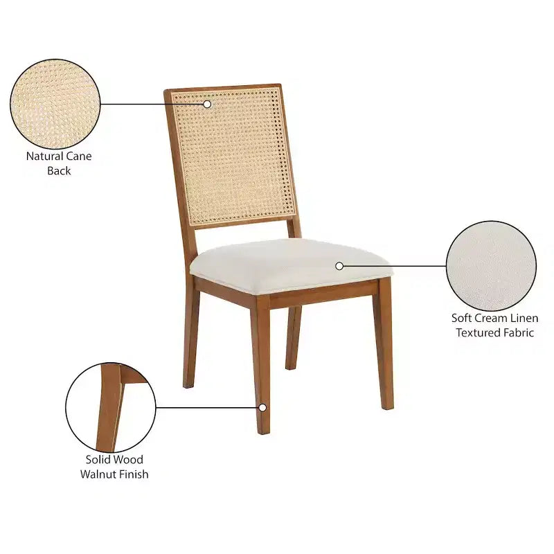 Meridian Furniture, Chaise de salle à manger Butterfly en tissu texturé lin crème, lot de 2