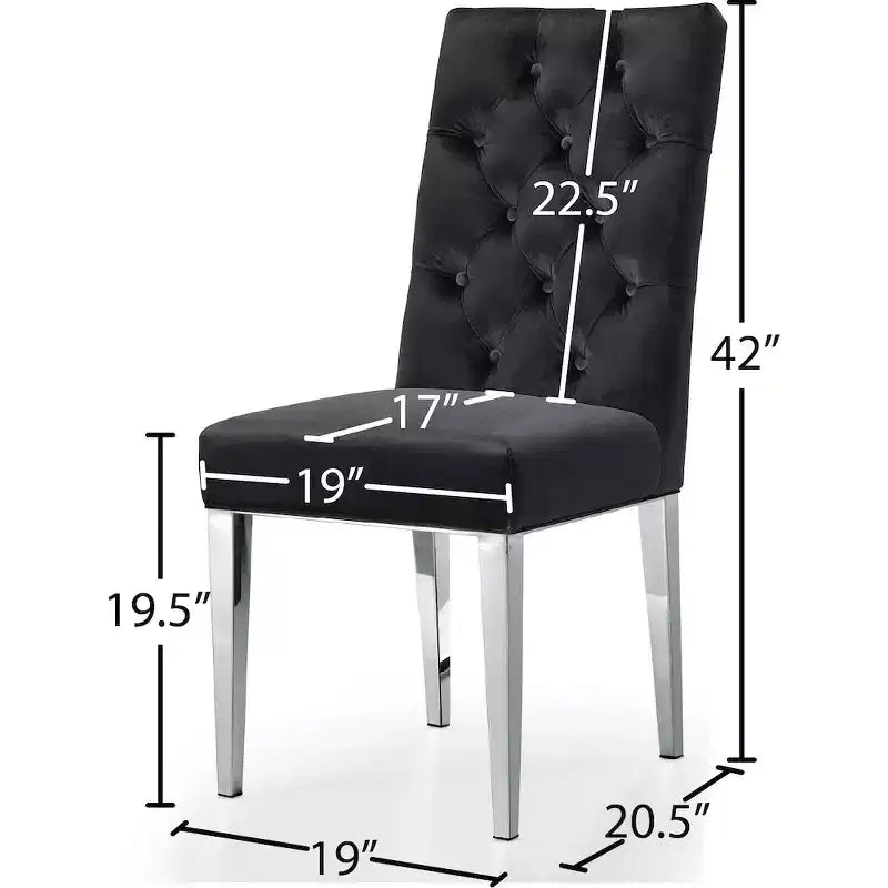 Meridian Furniture, Chaises de salle à manger en velours Juno, lot de 2