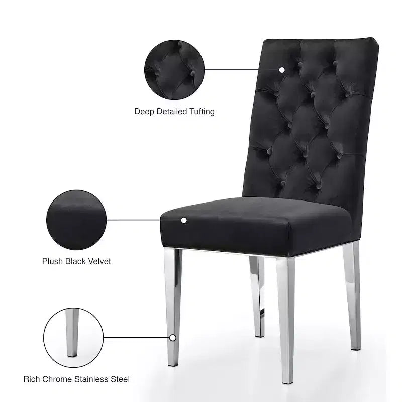 Meridian Furniture, Chaises de salle à manger en velours Juno, lot de 2