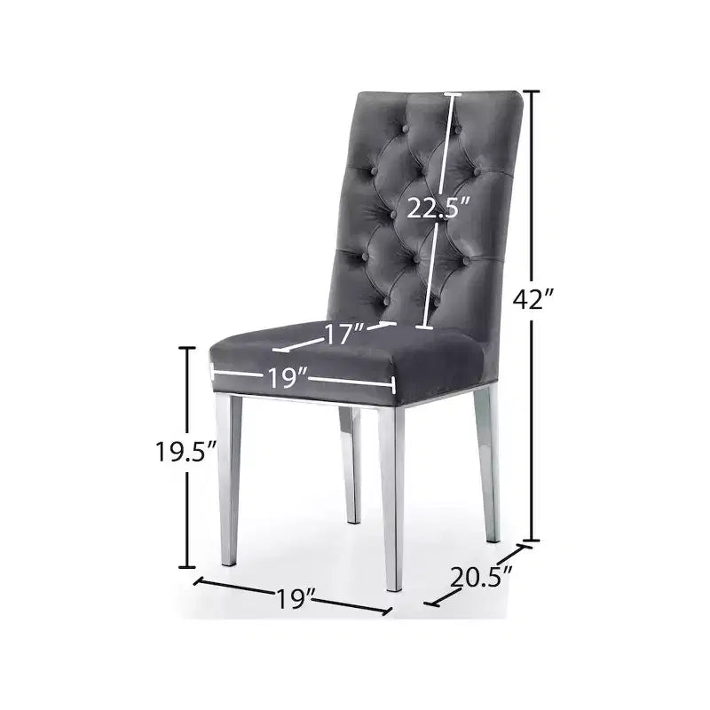 Meridian Furniture, Chaises de salle à manger en velours Juno, lot de 2