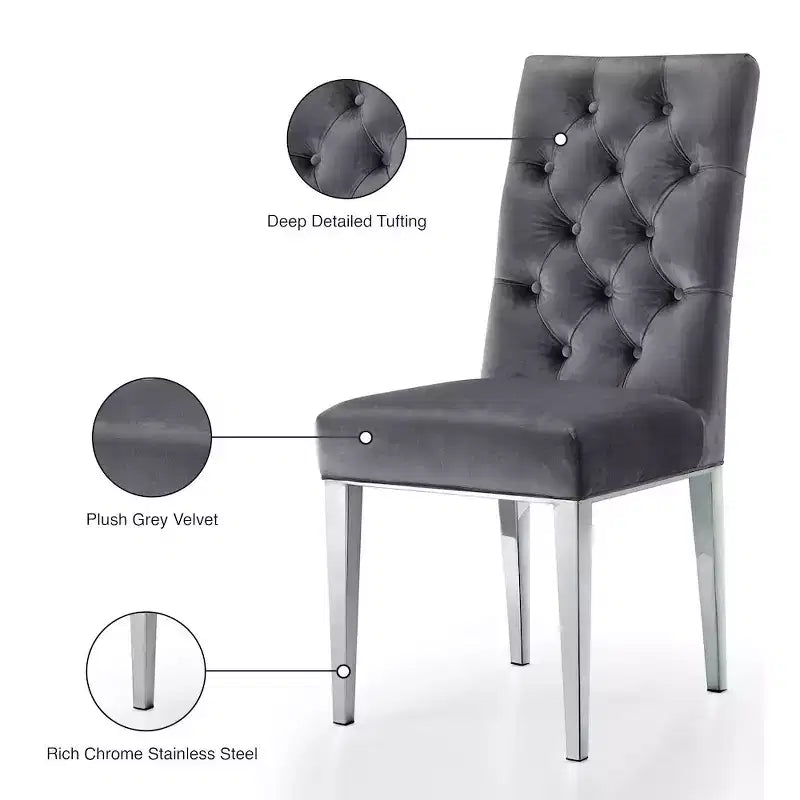 Meridian Furniture, Chaises de salle à manger en velours Juno, lot de 2