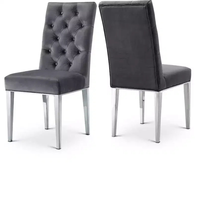 Meridian Furniture, Chaises de salle à manger en velours Juno, lot de 2