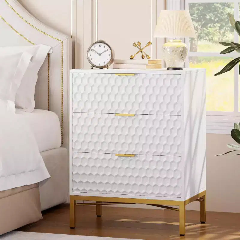 Commode Moderne à 3 Tiroirs - Grand Meuble de Rangement pour Chambre et Salon