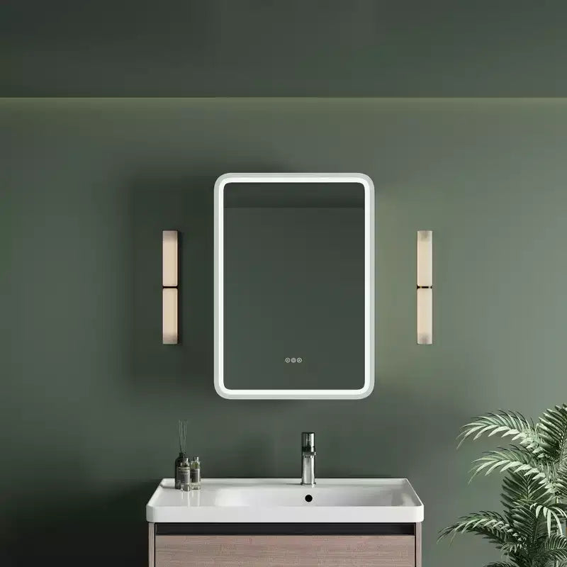 Armoire à pharmacie avec miroir LED, montage en surface ou encastré, désembueur, fonction mémoire, éclairage 3 couleurs, USB et prise, variateur, étagère de rangement