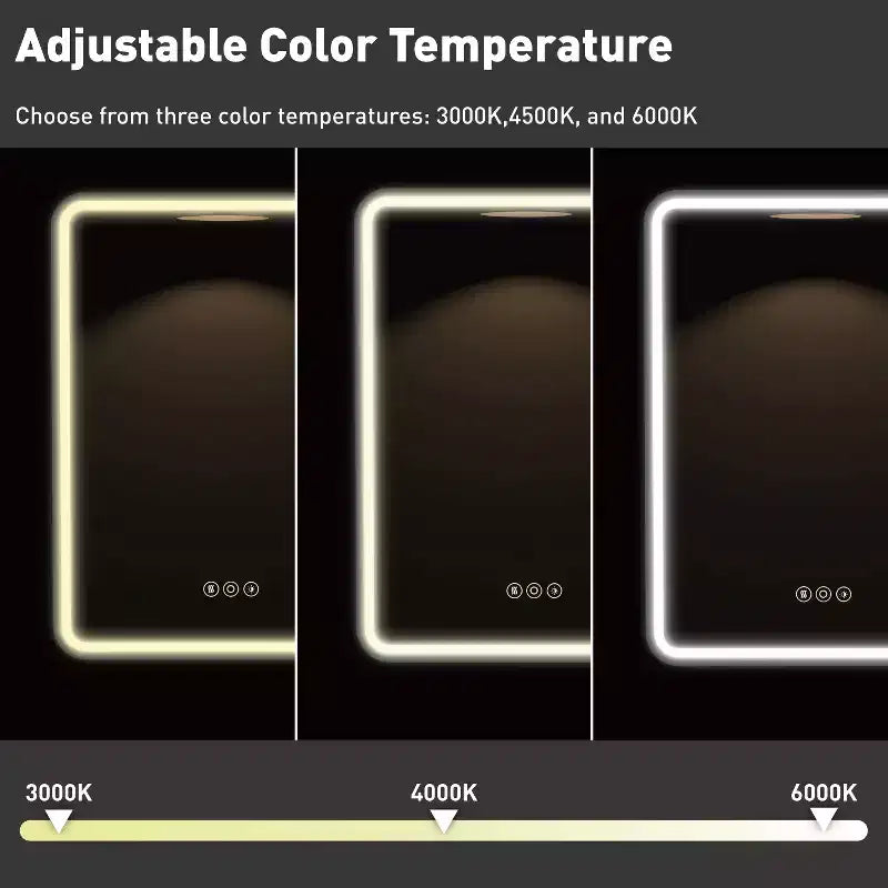 Armoire à pharmacie avec miroir LED, montage en surface ou encastré, désembueur, fonction mémoire, éclairage 3 couleurs, USB et prise, variateur, étagère de rangement