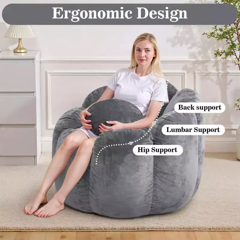 Hommpa Pouf en velours néerlandais en forme de fleur de 90 cm avec mousse à mémoire de forme, siège lounge confortable pour tous les âges